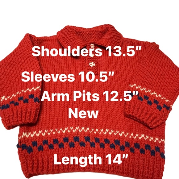 Hand Made Knitted Baby Red Sweater with Beanie Sz 24M - Photos for measurements - Picture 7 of 11